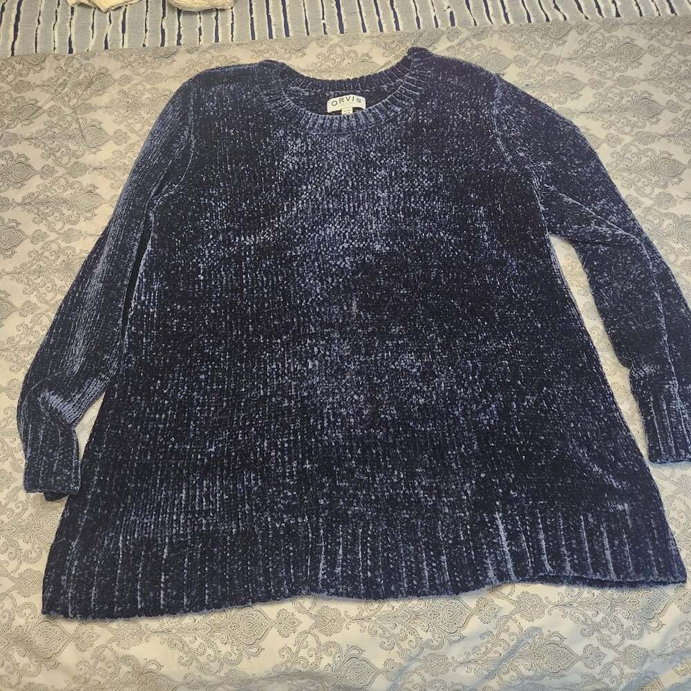 Chenille Knit Sweater Size XL Blue